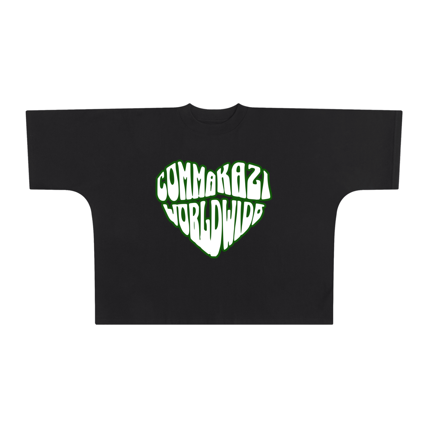 Comma Kazi Oversized One-Piece Boxy T-Shirt (Green Logo)