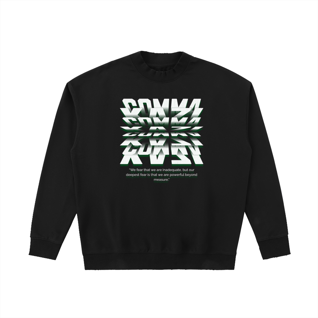 Comma Kazi Drop Shoulder Crewneck Sweatshirt (Green Logo)