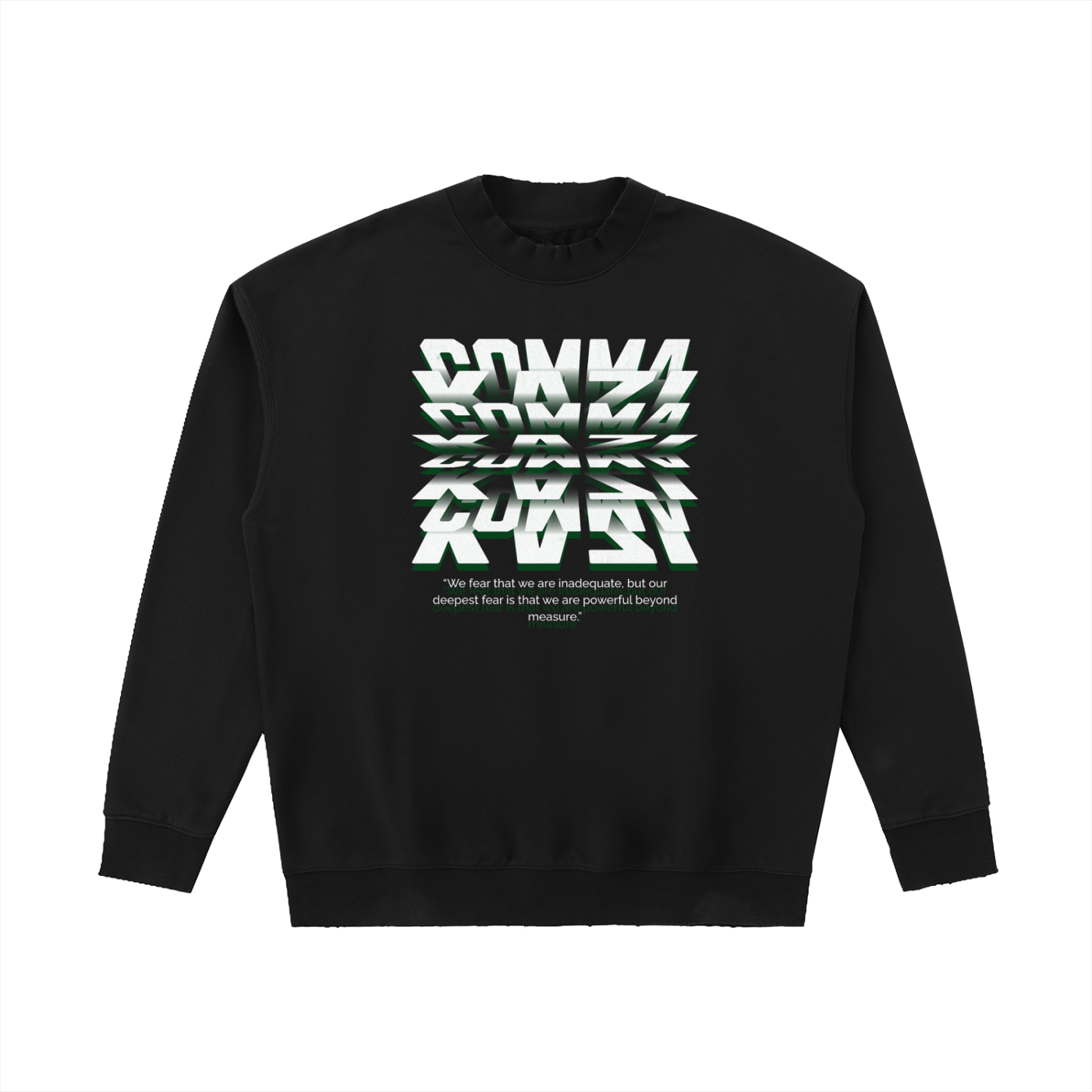 Comma Kazi Drop Shoulder Crewneck Sweatshirt (Green Logo)