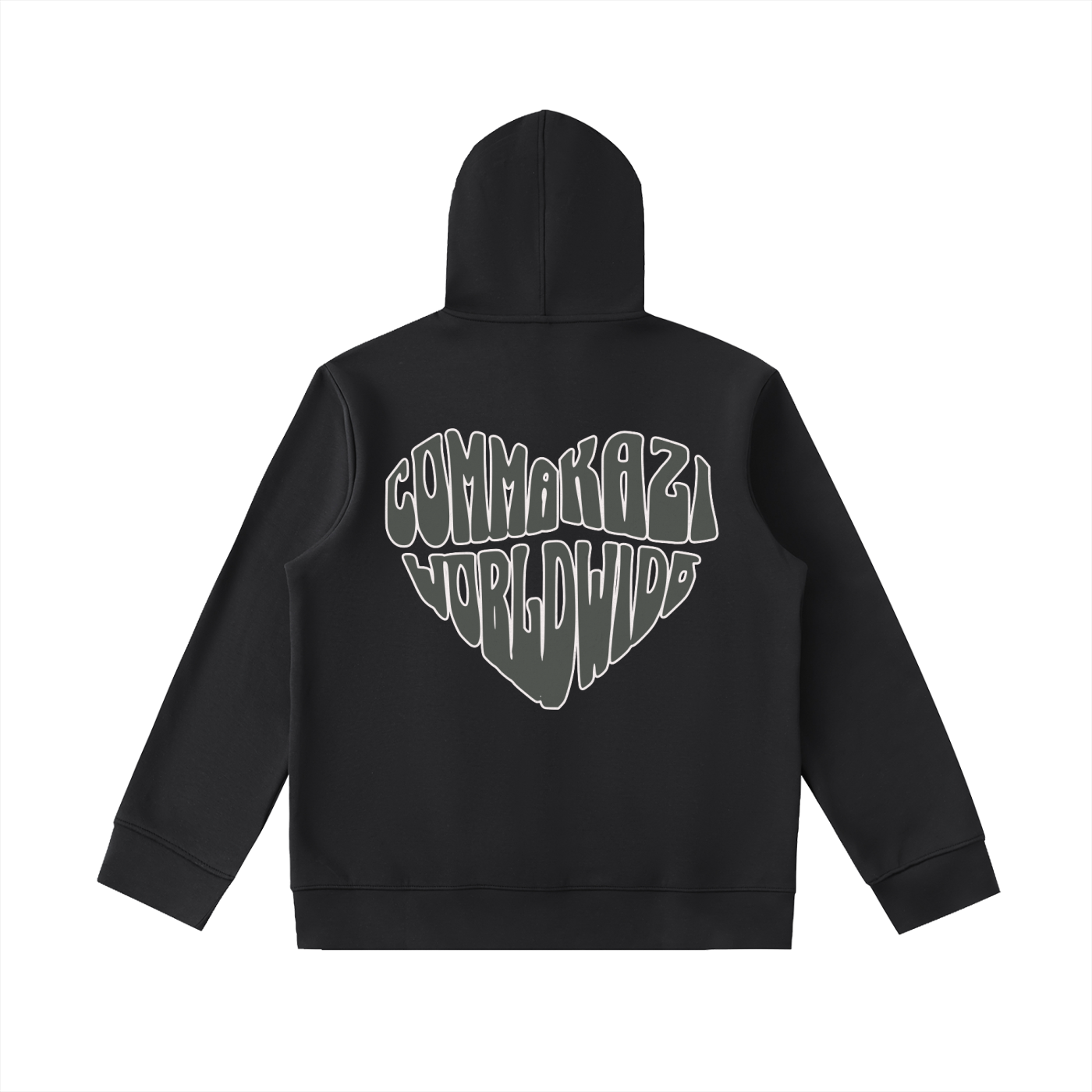 Comma Kazi Heavyweight High Neck  Zip-Up Hoodie (Gray)