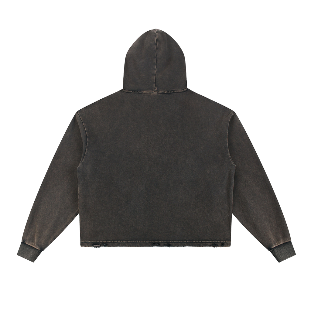 Comma Kazi Vintage Washed Frayed-Hem Hoodie