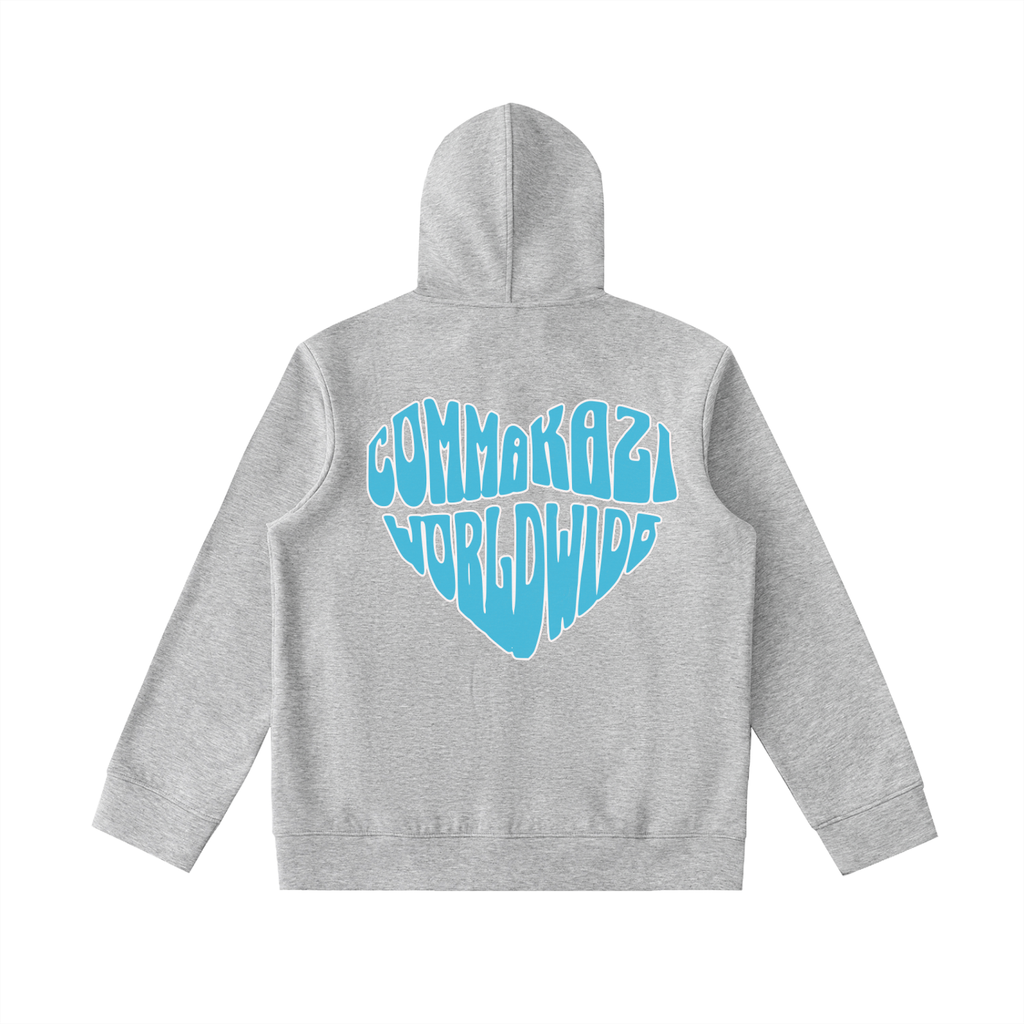 Comma Kazi Heavyweight High Neck  Zip-Up Hoodie (Carolina Blue)