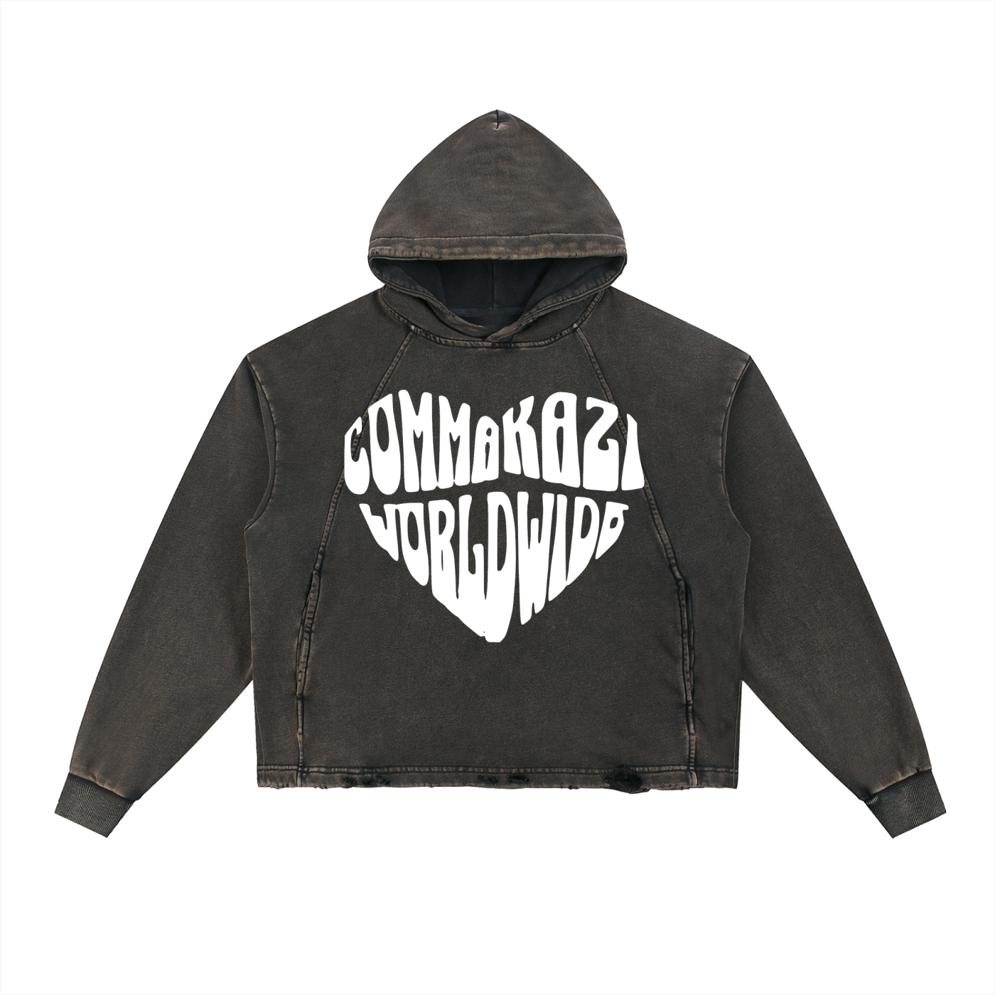 Comma Kazi Vintage Washed Frayed-Hem Hoodie
