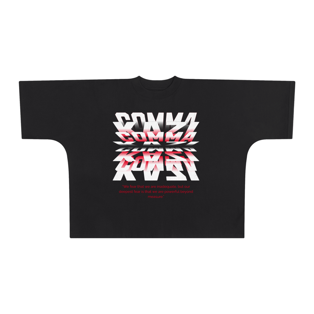 Comma Kazi Oversized One-Piece Boxy T-Shirt ( Red Logo)